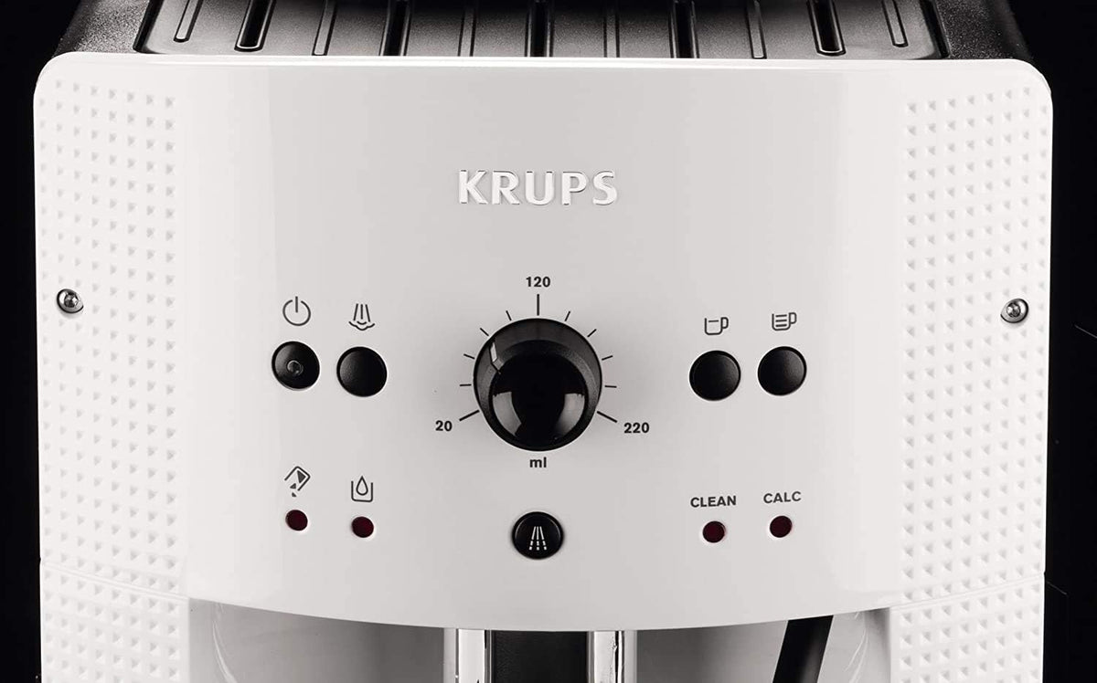 Krups Arabica Picto Kaffeevollautomat, Milchschaumdüse, 2-Tassen-Funktion, Drehregler, Einfache Reinigung, Kaffeemaschine, Schwarz, EA810870