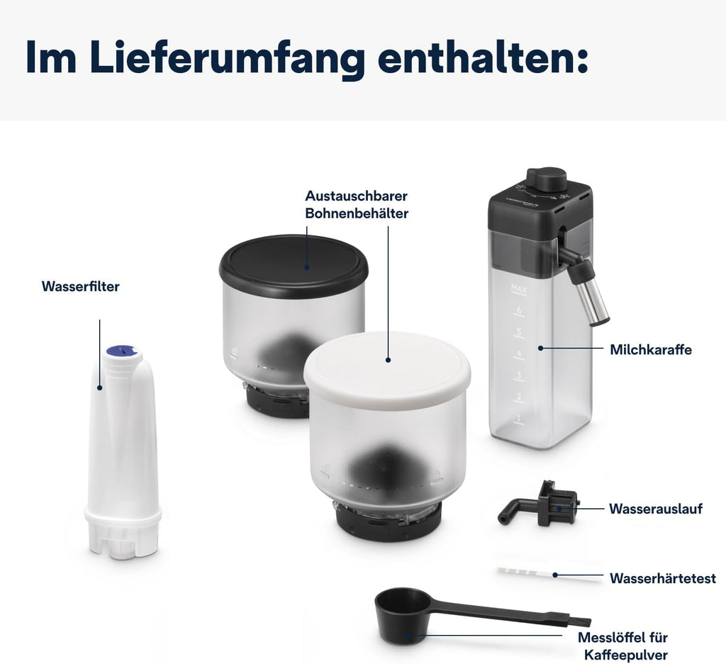 De'Longhi Rivelia EXAM440.55.W Kaffeevollautomat mit LatteCrema Milchsystem, Wechselbarer Bohnenbehälter, 16 Kaffee- & Milchgetränke auf Knopfdruck, Extra-Shot-Funktion, 3,5 Touch-Display, Weiß
