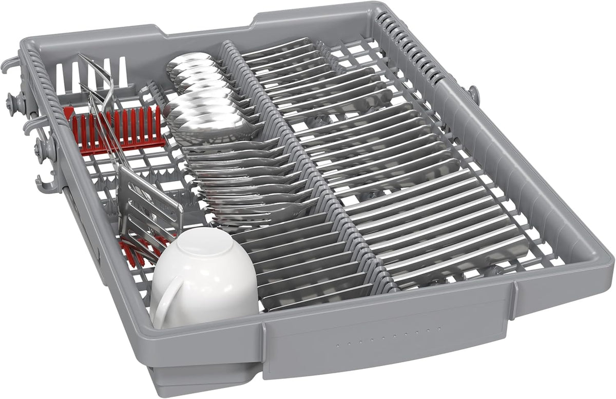 Bosch SPV2IKX10E Serie 2 Smarter Geschirrspüler vollintegriert, 45 cm breit, Besteckkorb, Extra Trocknen auf Knopfdruck, InfoLight roter Lichtpunkt am Boden, AquaStop Schutz gegen Wasserschäden, Weiß
