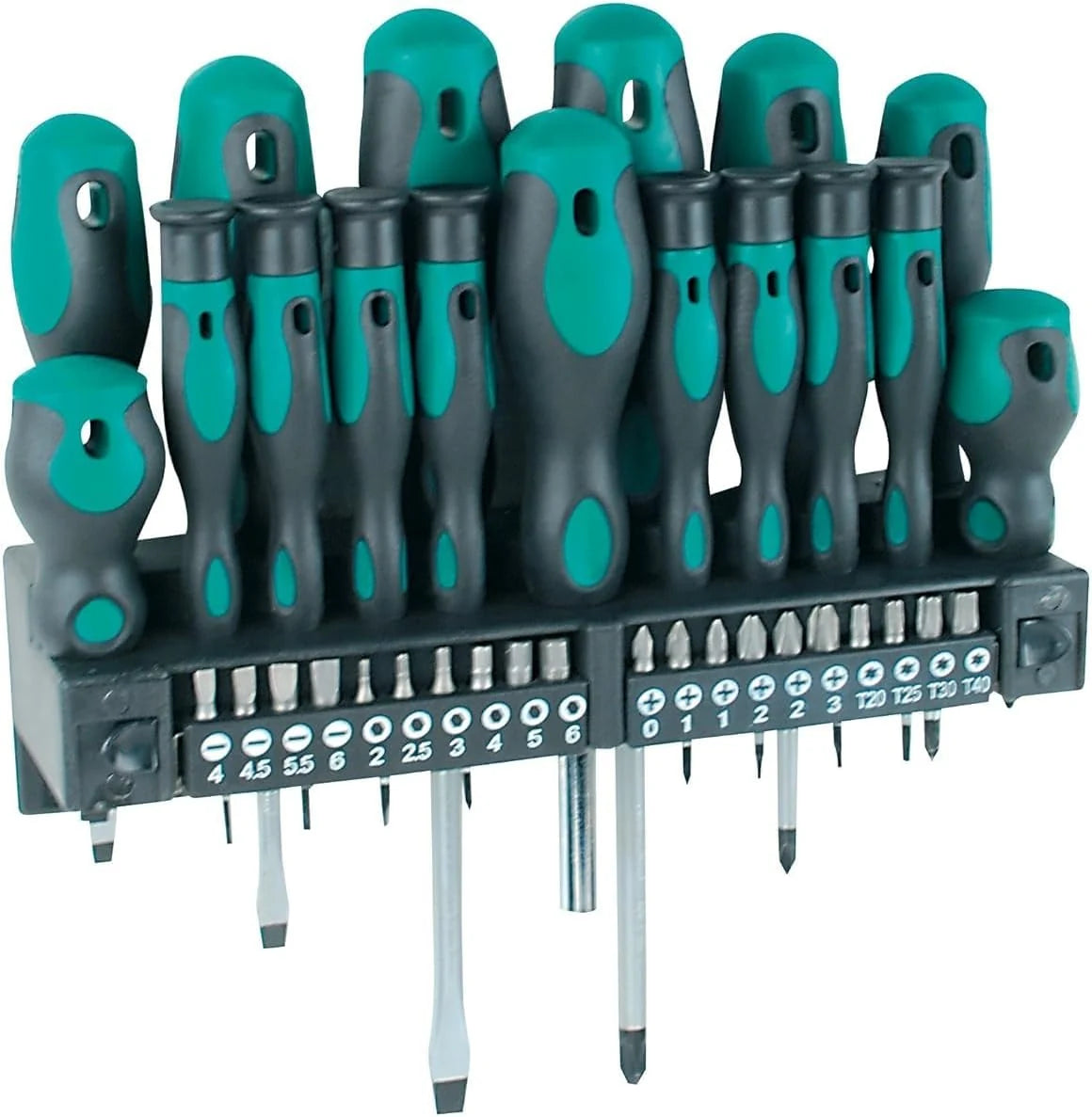 Mannesmann M98430 - Maletín con llaves de vaso y otras herramientas (215 piezas, tamaño: 12x36x51 cm), Color Verde Mannesmann