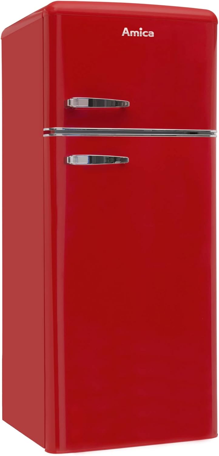 Amica KGC 15632 T Retro Kühl-/Gefrierkombination / Ice Blue (Türkis) / 144cm (H) x 55cm (B) x 62cm (T) / Retro-Design / Kühlschrank mit Gefrierfach