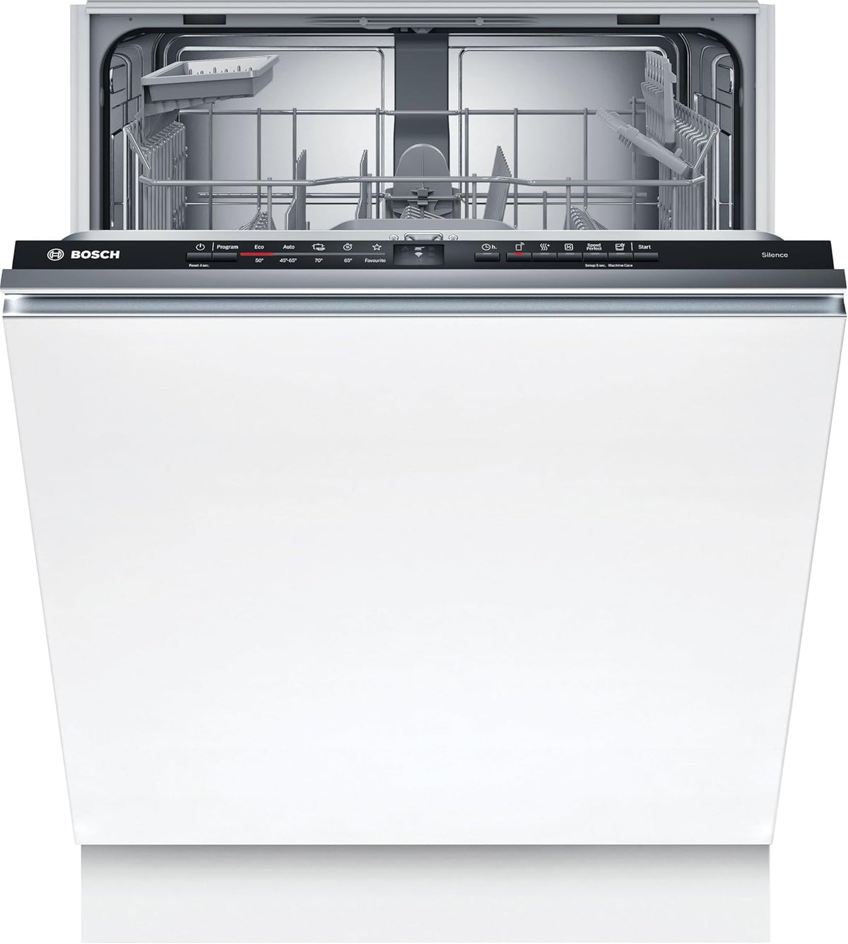 Bosch SMU4ETS08E, Serie 4, Smarter Unterbau-Geschirrspüler 60 cm, Besteckkorb, Spülmaschine mit Programmassistent, besonders Leise, höhenverstellbarer Oberkorb, Automatische Türöffnung, Edelstahl