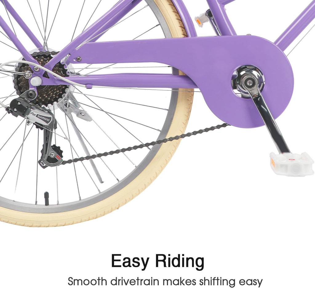 Glerc Missy 20 24 26 Zoll Mädchen City 6-Gang Hybrid Cruiser Fahrrad mit Weidenkorb für Jugend über 6-Jahre alt, mehrere Farben