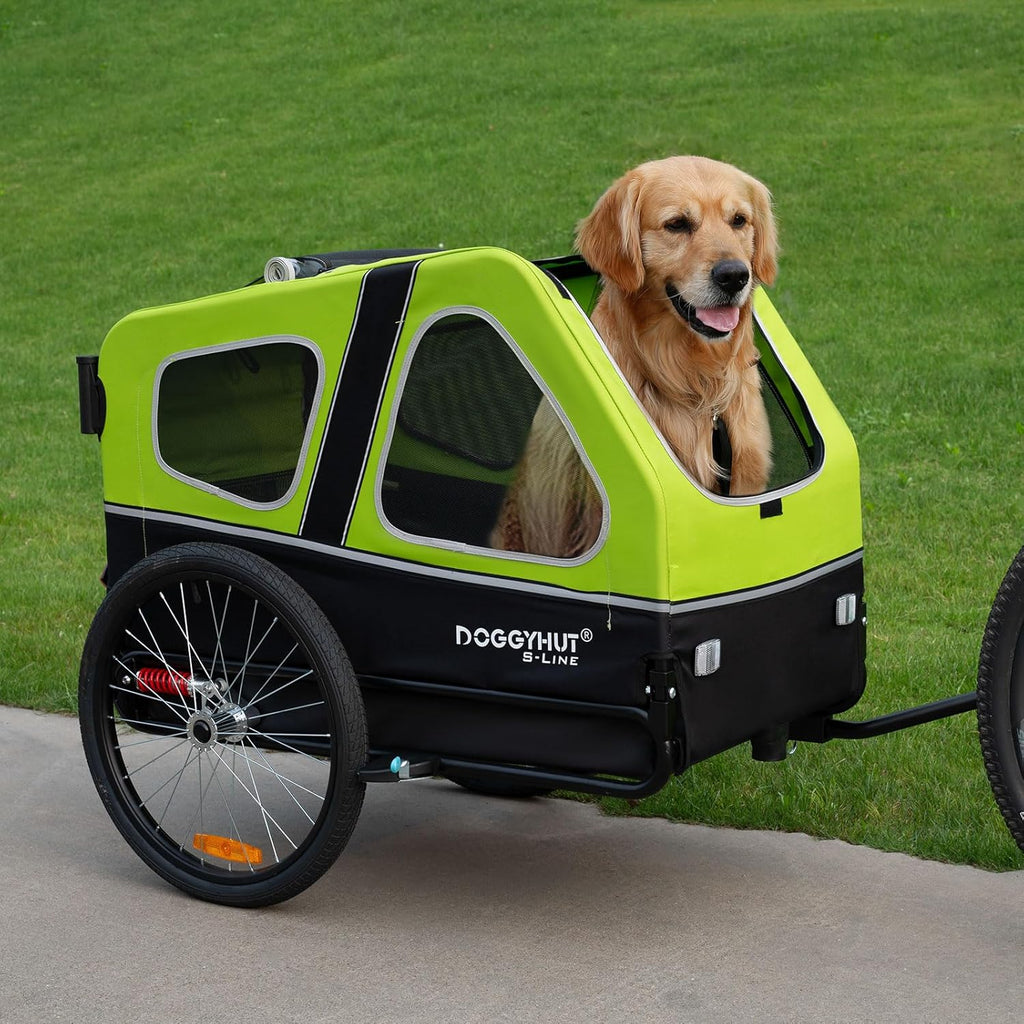 Doggyhut S-Line XL Hundeanhänger & Hundebuggy mit Federung 2 in 1 Hunde Fahrradanhänger Jogger gefedert bis 45 kg
