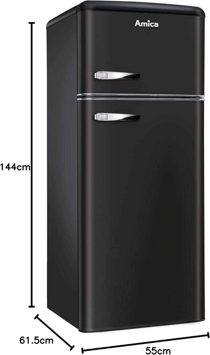 Amica KGC 15632 T Retro Kühl-/Gefrierkombination / Ice Blue (Türkis) / 144cm (H) x 55cm (B) x 62cm (T) / Retro-Design / Kühlschrank mit Gefrierfach