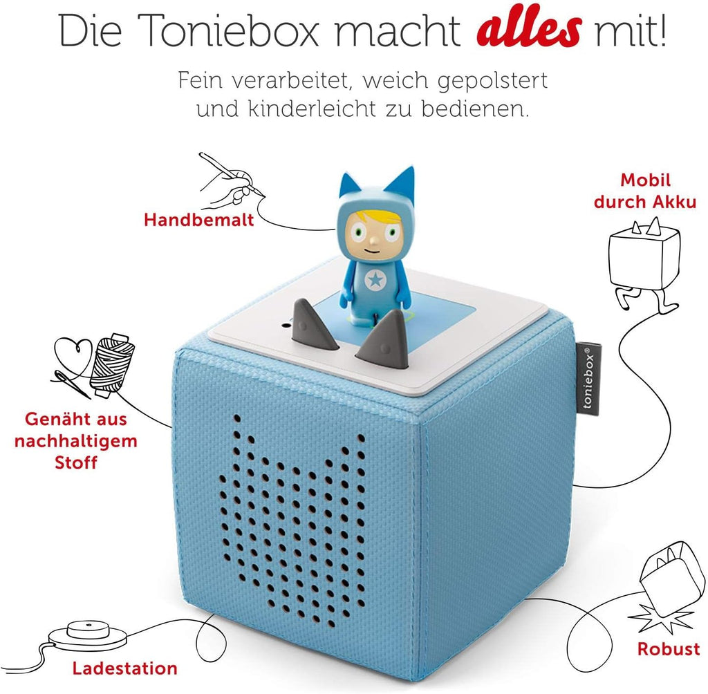 Toniebox Extrapack – Toniebox Starterset Blau mit Kreativtonie + 4 x Disney Tierische Helden Hörfiguren, Audioplayer für Hörbücher und Lieder, kabellose Musikbox mit Disney Hörspiel
