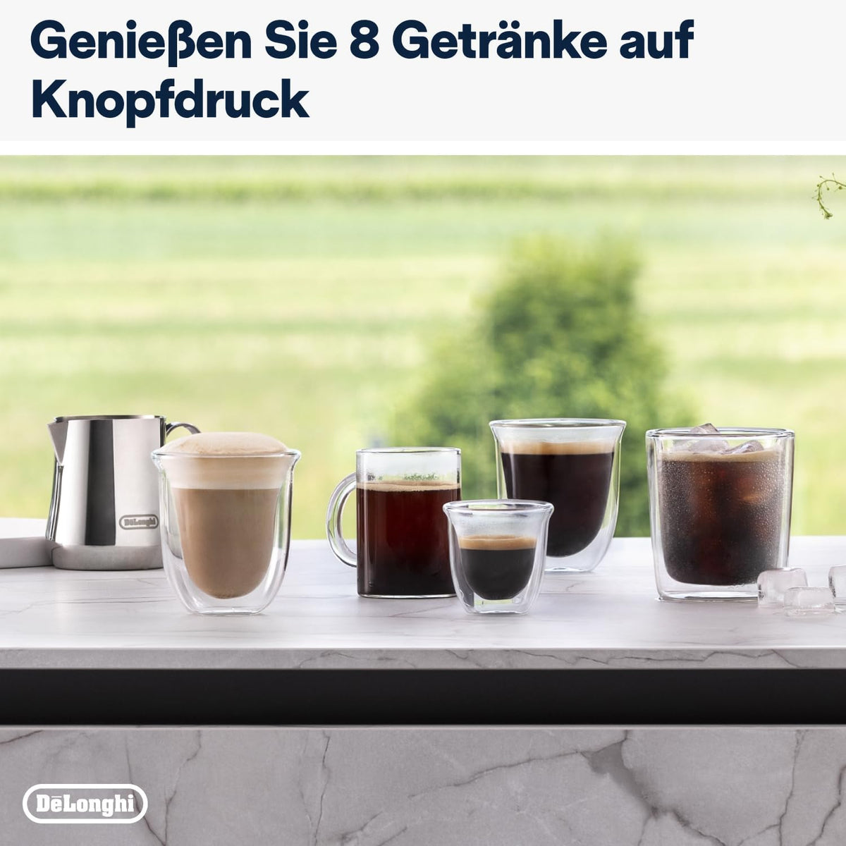 De'Longhi Rivelia EXAM440.55.W Kaffeevollautomat mit LatteCrema Milchsystem, Wechselbarer Bohnenbehälter, 16 Kaffee- & Milchgetränke auf Knopfdruck, Extra-Shot-Funktion, 3,5 Touch-Display, Weiß