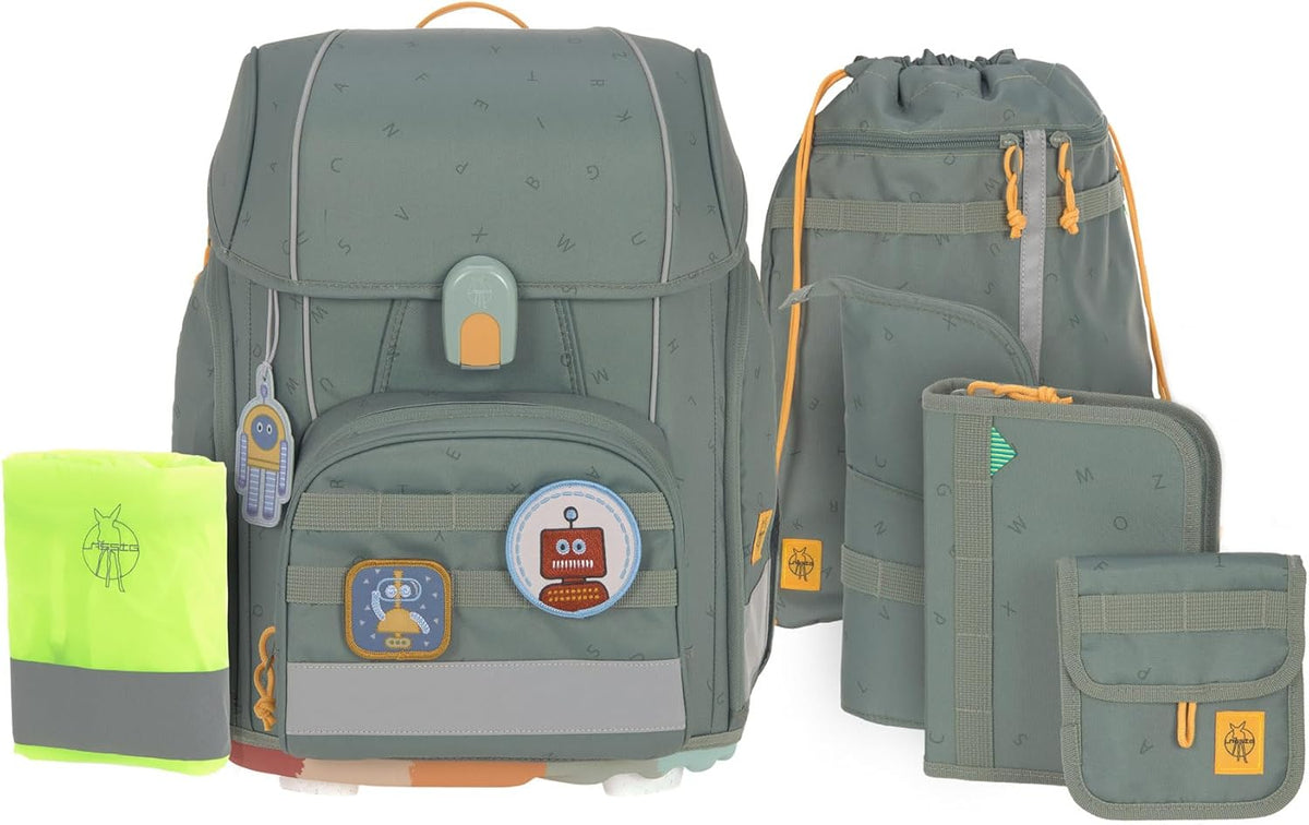 LÄSSIG 7-teiliges Schulranzen Set Kinder/School Set Boxy Unique Schwarz