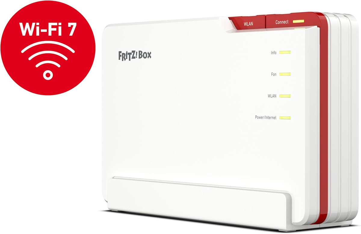 FRITZ!Box 5690 Pro (Wi-Fi 7 Premium DSL- und Glasfaser-Router mit Triband (2,4 GHz, 5 GHz, 6 GHz) bis zu 18,5 GBit/s, für Glasfaser & DSL-Anschlüsse, WLAN Mesh, DECT-Basis, deutschsprachige Version)