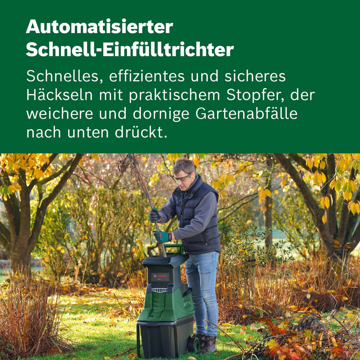 Bosch Turbinenhäcksler AXT 25 TC (2.500 W; geeignet für Holz und harte Gartenabfälle; inklusive Gartenhandschuhe; integrierte Fangbox 53 l; in Karton) – Edition