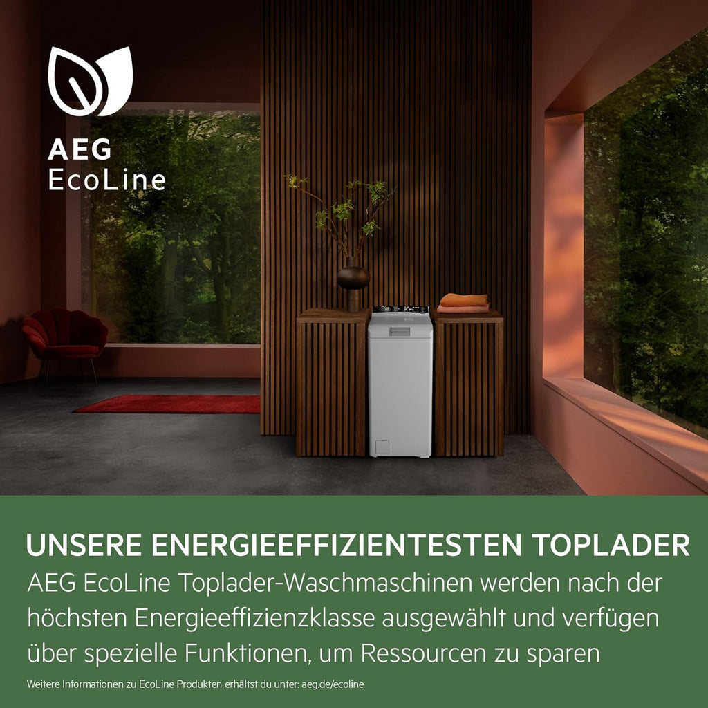 AEG Waschmaschine Toplader, Serie 6000 ProSense: Mengenautomatik, 6 kg, EEKL A, SoftOpening Trommeldeckelöffnung, Wasserschutzalarm, Wasserstoppschlauch, Inverter Motor, 1400 U/min, LTR6A41460