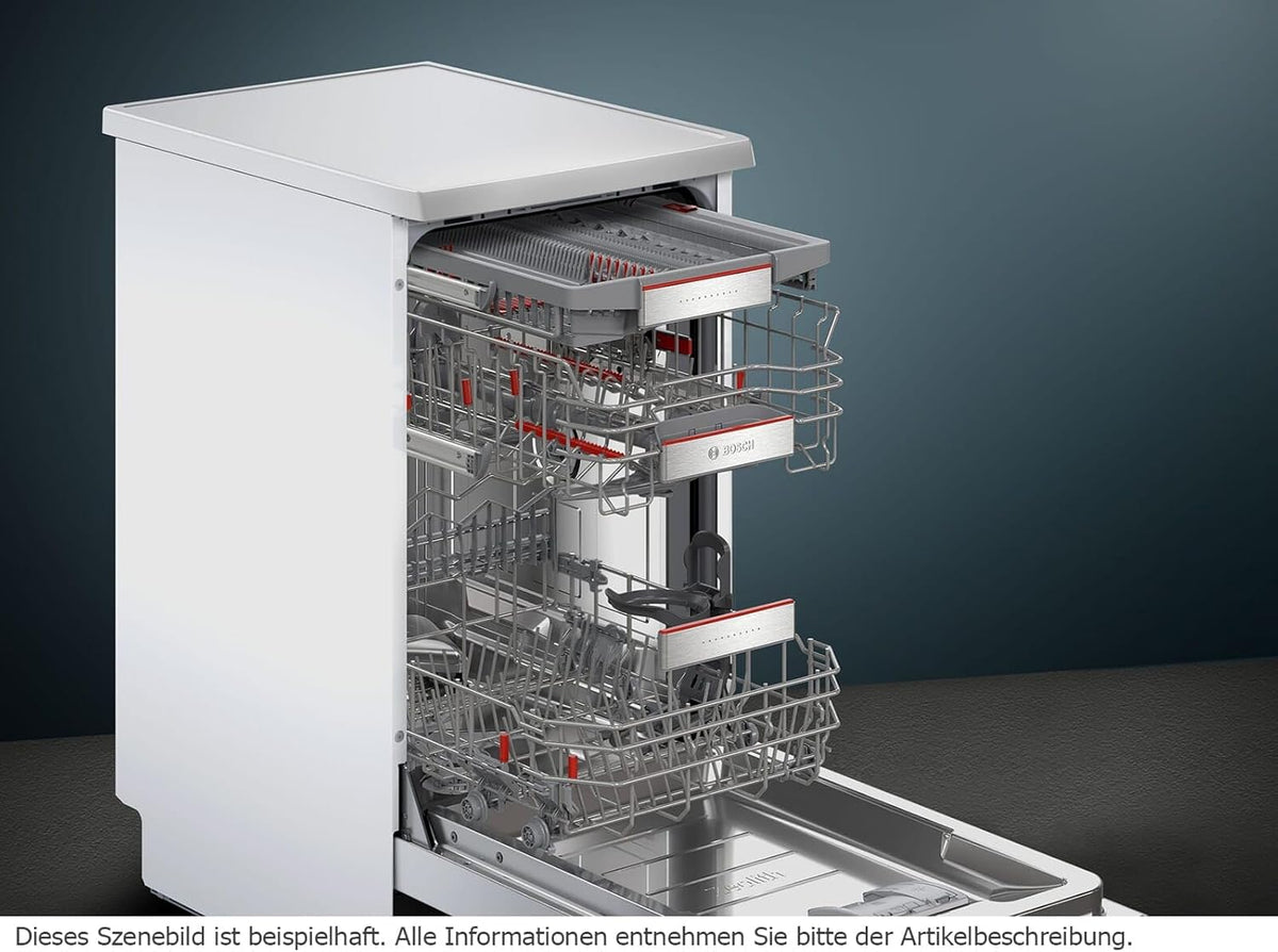 Bosch SPV2IKX10E Serie 2 Smarter Geschirrspüler vollintegriert, 45 cm breit, Besteckkorb, Extra Trocknen auf Knopfdruck, InfoLight roter Lichtpunkt am Boden, AquaStop Schutz gegen Wasserschäden, Weiß