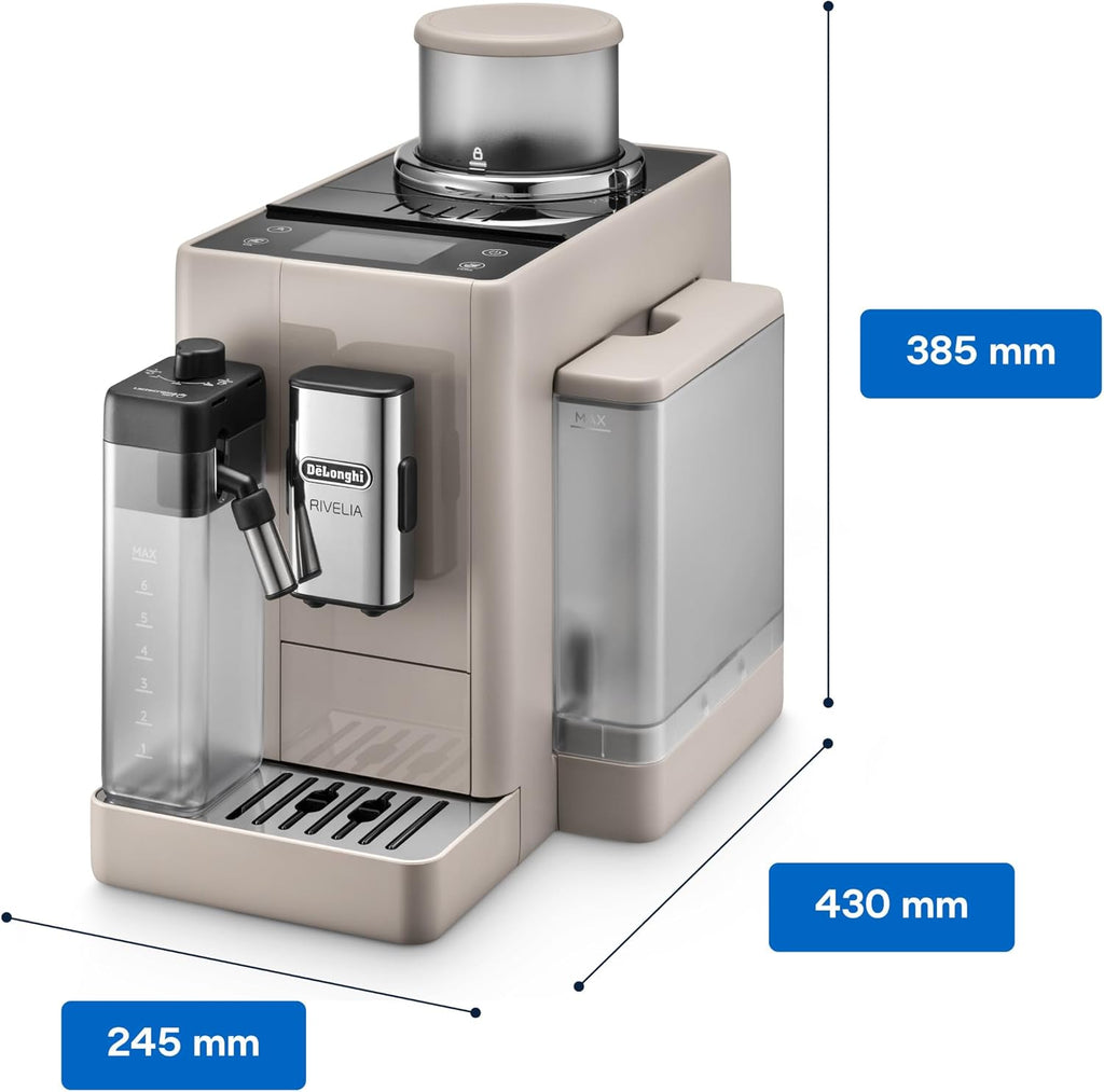 De'Longhi Rivelia EXAM440.55.W Kaffeevollautomat mit LatteCrema Milchsystem, Wechselbarer Bohnenbehälter, 16 Kaffee- & Milchgetränke auf Knopfdruck, Extra-Shot-Funktion, 3,5 Touch-Display, Weiß