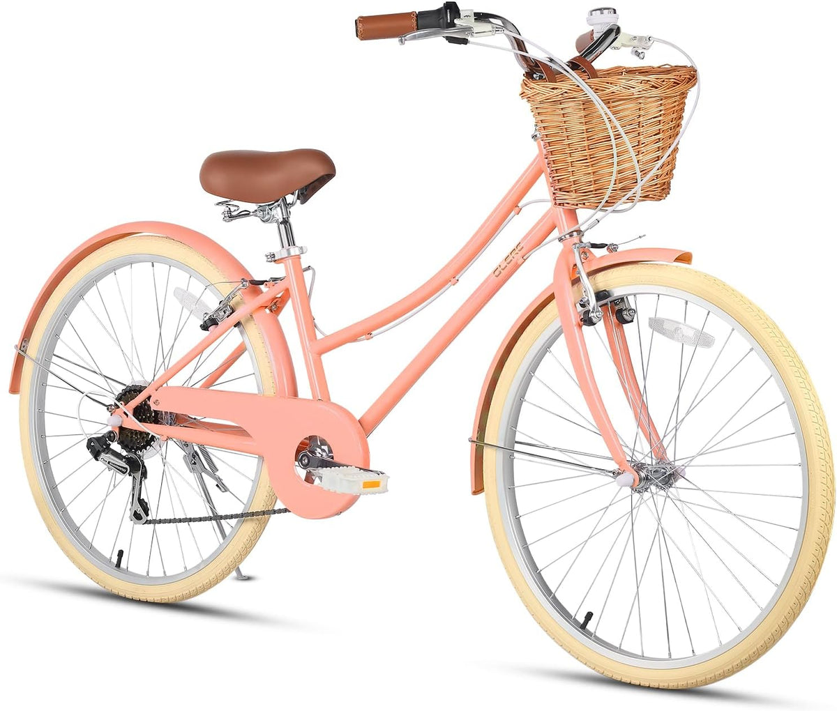 Glerc Missy 20 24 26 Zoll Mädchen City 6-Gang Hybrid Cruiser Fahrrad mit Weidenkorb für Jugend über 6-Jahre alt, mehrere Farben