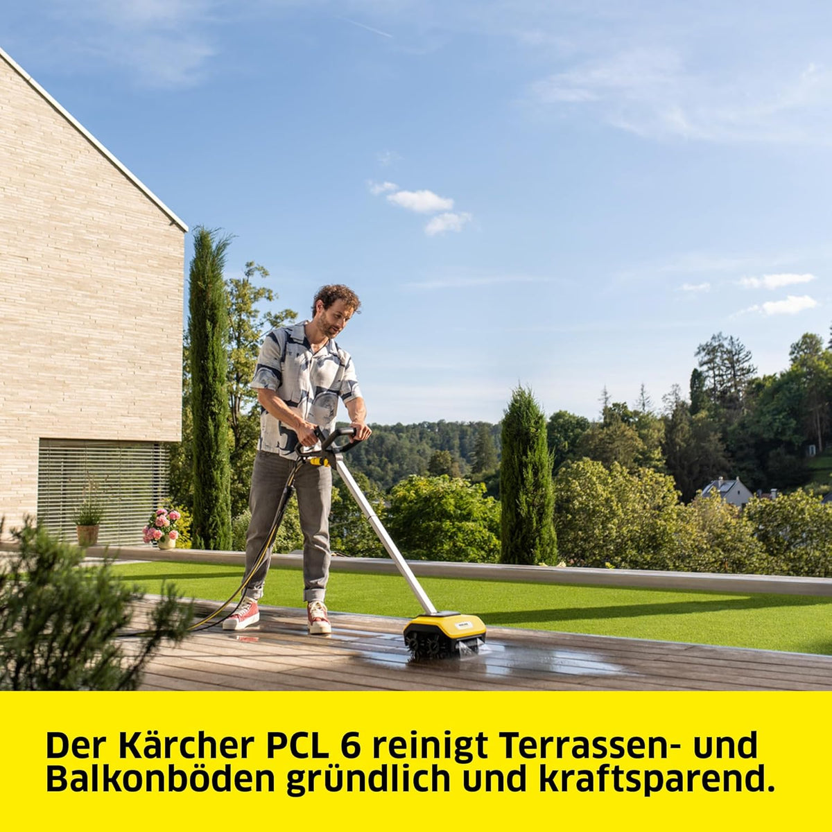 Kärcher Terrassenreiniger PCL 6, Druck: max. 10 bar, Wasserdurchfluss: max. 180 l/h, Arbeitsbreite: 300 mm, Bürstendrehzahl 600-800 U/min, für Holz und Kunststoffverbund