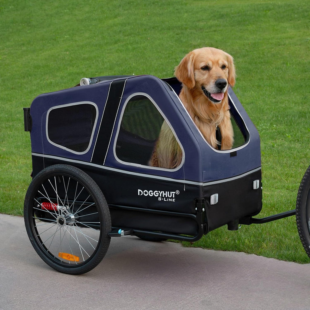 Doggyhut S-Line XL Hundeanhänger & Hundebuggy mit Federung 2 in 1 Hunde Fahrradanhänger Jogger gefedert bis 45 kg