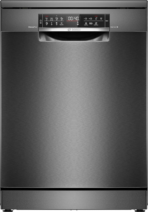 Bosch SMU4ETS08E, Serie 4, Smarter Unterbau-Geschirrspüler 60 cm, Besteckkorb, Spülmaschine mit Programmassistent, besonders Leise, höhenverstellbarer Oberkorb, Automatische Türöffnung, Edelstahl