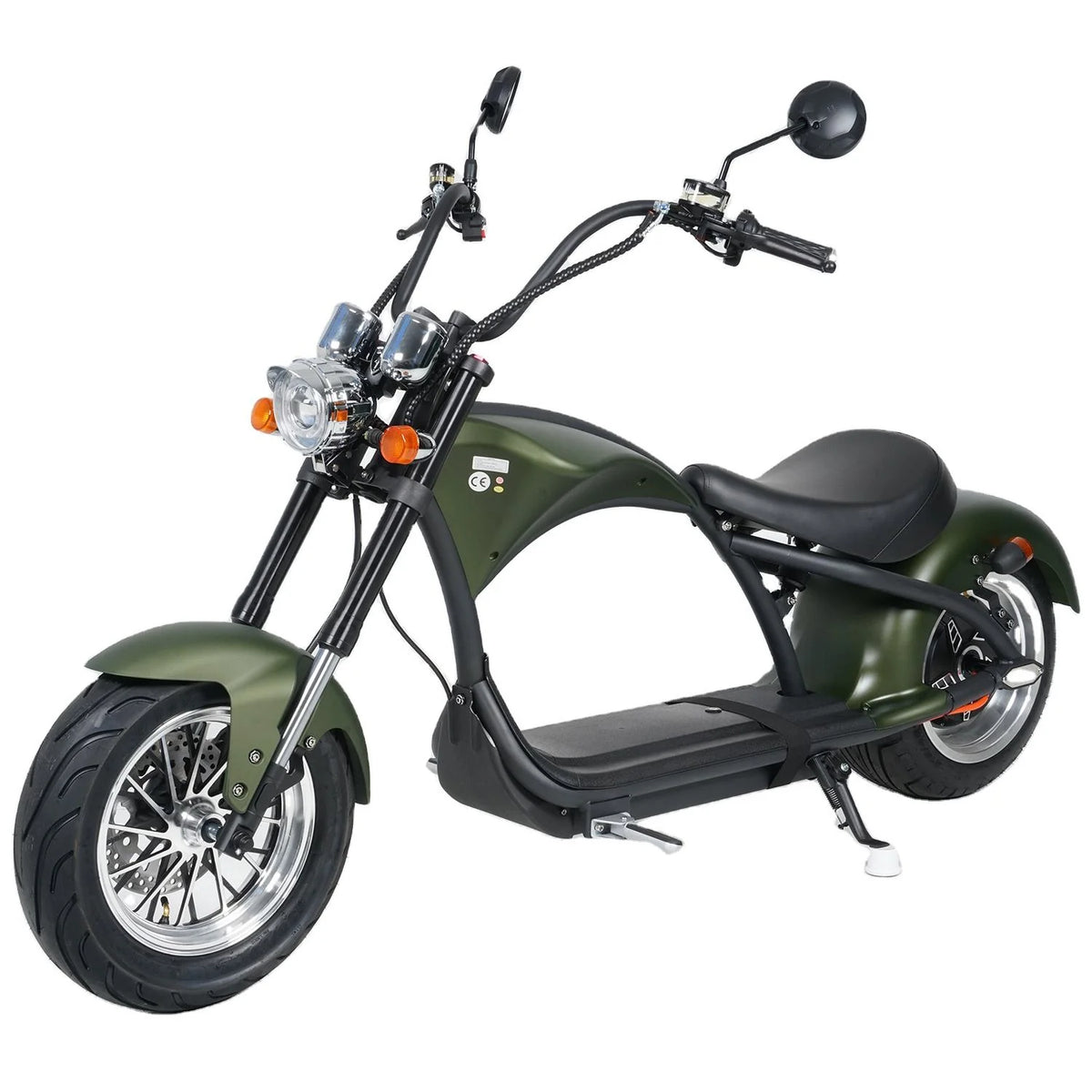 Elektro-Chopper Mangosteen M1 in Mattgrün – 2000W Hochleistungsmotor und Stilvoll