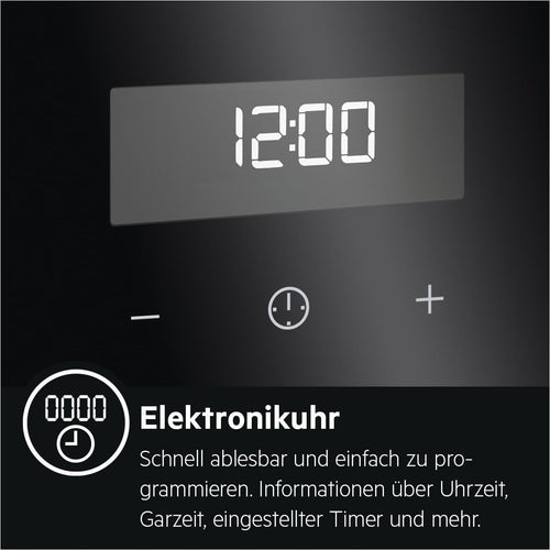 AEG Standherd mit Glaskeramik-Kochfeld 60 cm/Bräterzone/Mehrkreiskochzone/Versenkknebel/Touch-Bedienung/Grillfunktion/Display mit Uhr/A / CCB644OCBM