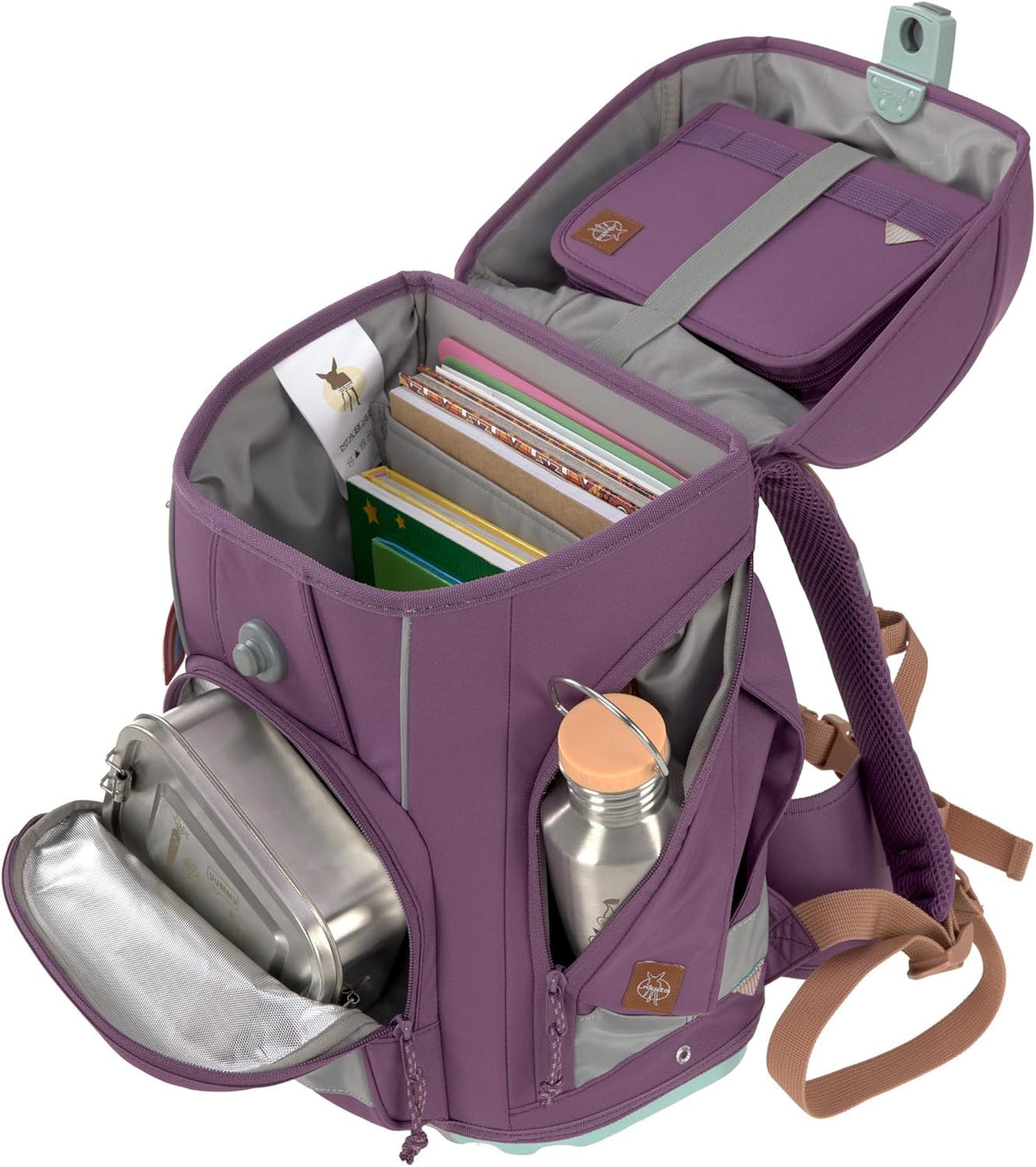LÄSSIG 7-teiliges Schulranzen Set Kinder/School Set Boxy Unique Schwarz