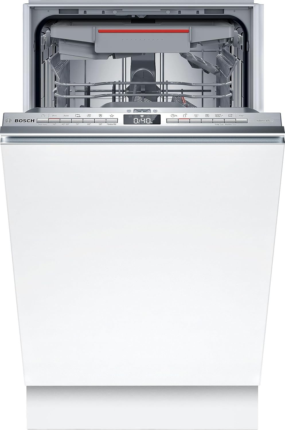 Bosch SPV2IKX10E Serie 2 Smarter Geschirrspüler vollintegriert, 45 cm breit, Besteckkorb, Extra Trocknen auf Knopfdruck, InfoLight roter Lichtpunkt am Boden, AquaStop Schutz gegen Wasserschäden, Weiß
