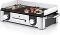 WMF Lono Master-Grill, Elektrogrill, 50x28 cm, Elektrogrill Tischgrill mit Windschutz und Auffangschale, Outdoorzertifiziert für Barbecue, 2 getrennt regulierbare Grillflächen, 2400 W, edelstahl matt