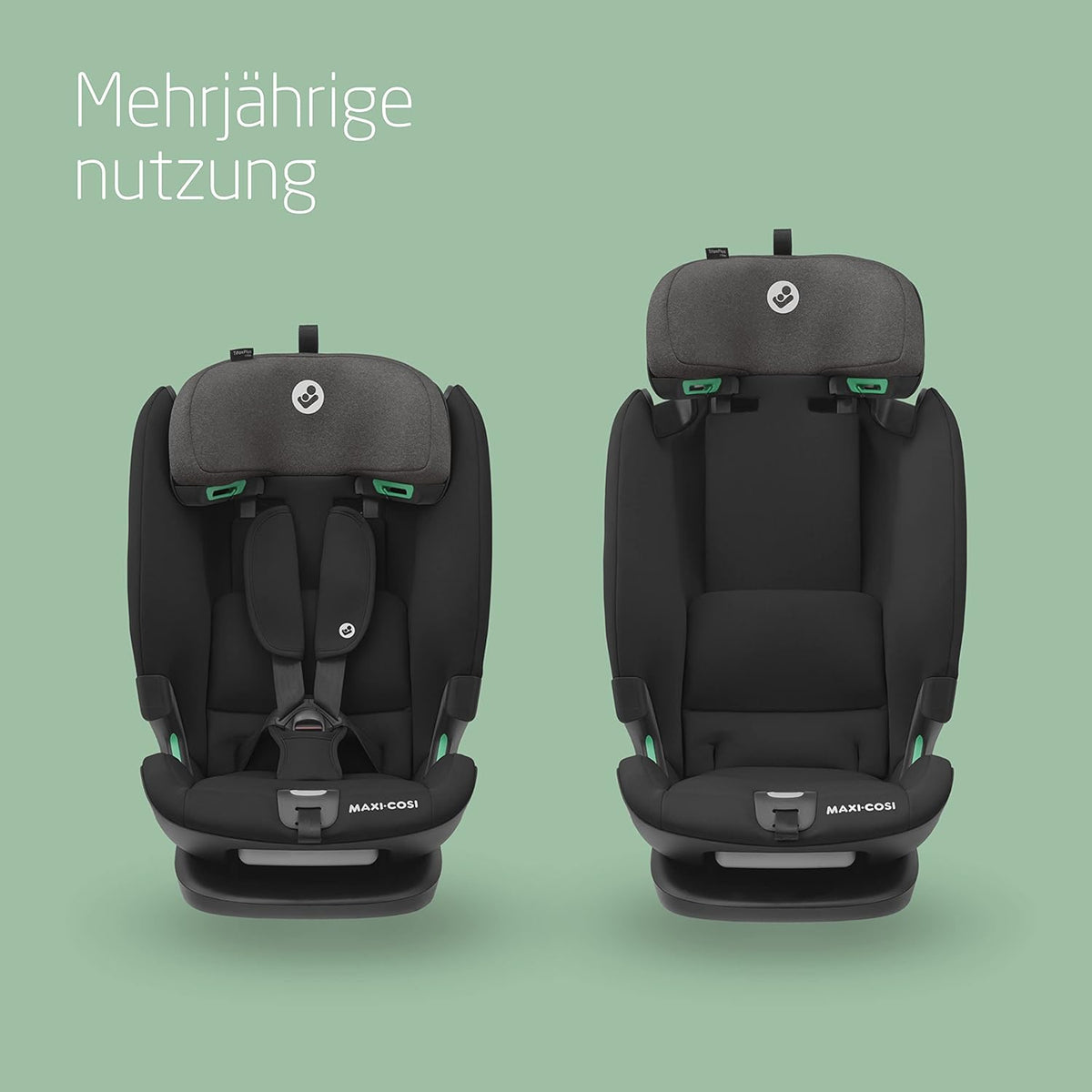 Maxi-Cosi Titan Plus i-Size, mitwachsender Kinderautositz, 15 Monat-12 Jahre (76-150 cm), G-CELL-Seitenaufprallschutz, 4 Liegepositionen, weiche Schaumstoffpolster in Kopfstütze, Authentic Graphite