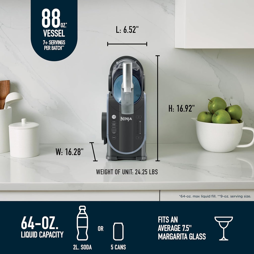 Ninja SLUSHi with RapidChill Technology, 88 oz. Frozen Drink & Slushie Machine, 5 Preset Programs, Margaritas, Frappés, and More, Premium Accents, Black, FS301