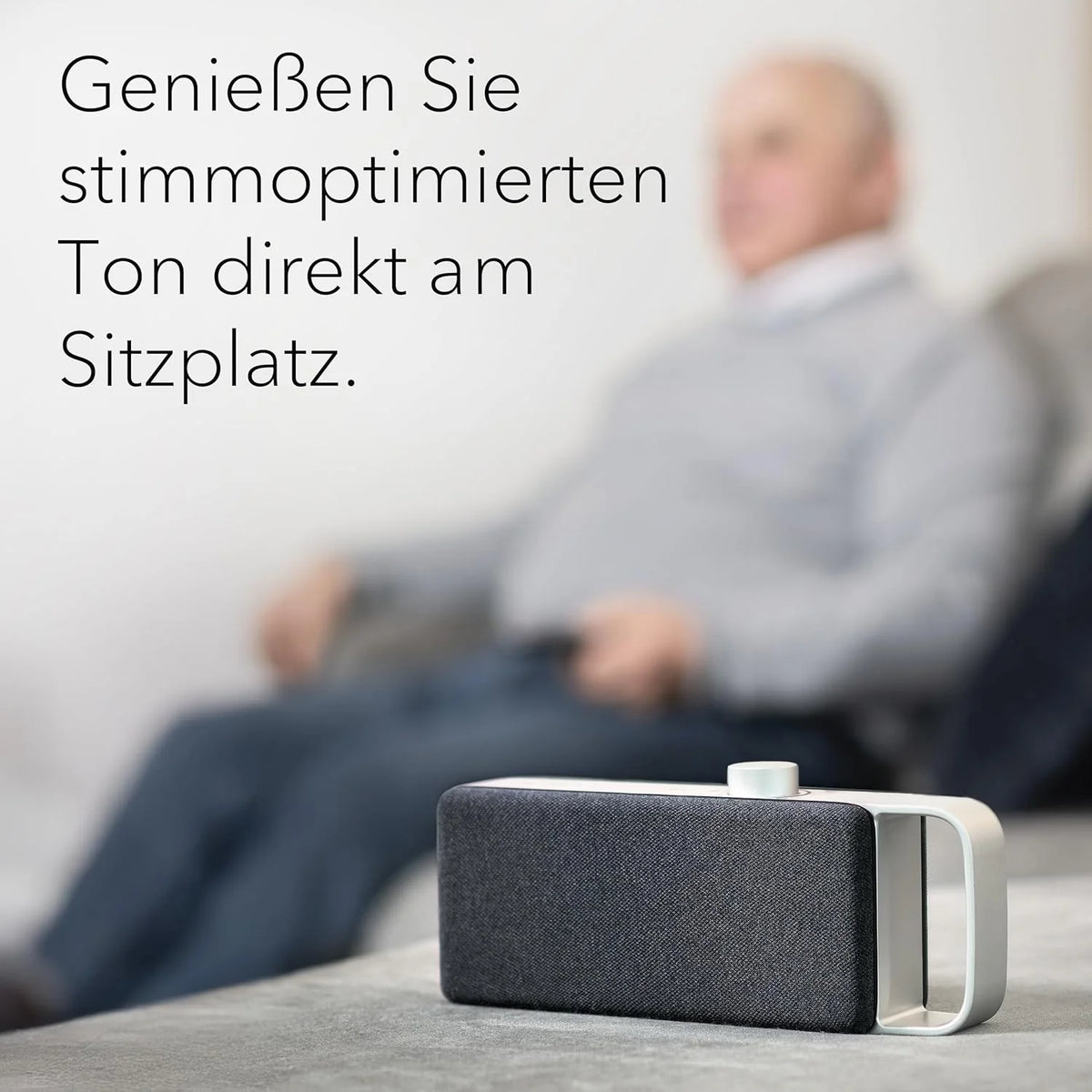 faller Oskar TV Lautsprecher/Soundbar mit Clear Voice (tragbar, kabellos, einfache Bedienung, Aluminiumgehäuse)