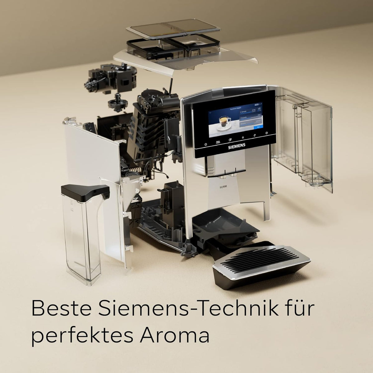 Siemens Kaffeevollautomat EQ900 TQ903D03, App-Steuerung, intuitives Full-Touch-Display, Barista-Modus, AromaBoost, Geräuschreduzierung, Premiummahlwerk, automatische Dampfreinigung, 1500 W, edelstahl