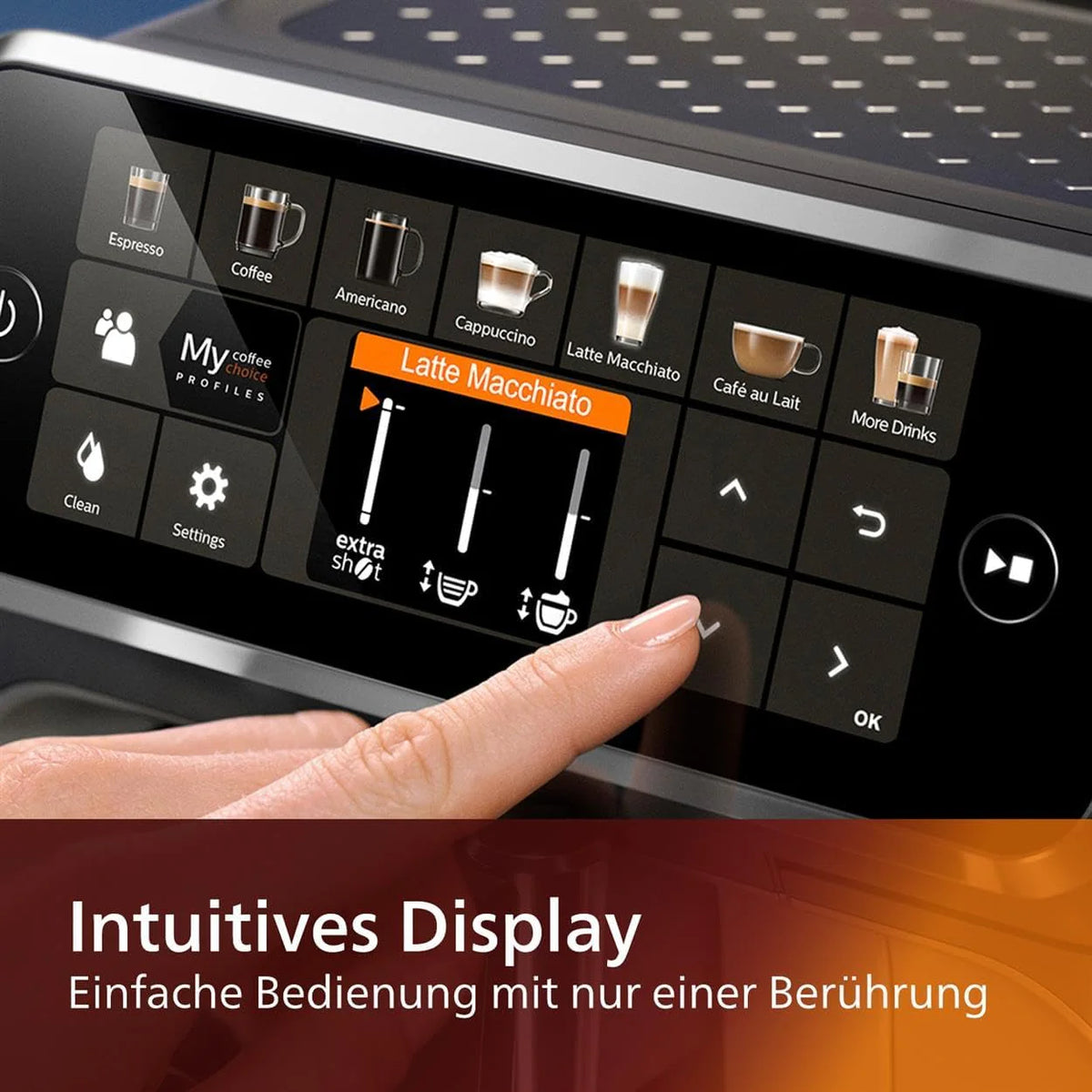 Philips Serie 5400 Kaffeevollautomat - Genießen Sie 12 Getränke, schnell reinigendes LatteGo, intuitives TFT-Display, anpassbare Kaffeeeinstellungen, erstklassiges Küchendesign (EP5441/50)