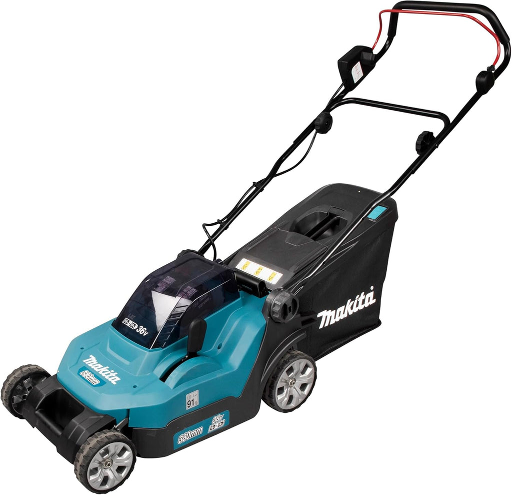 Makita DLM382PM2 Akku-Rasenmäher 2x18 V / 4,0 Ah, 2 Akkus + Doppelladegerät