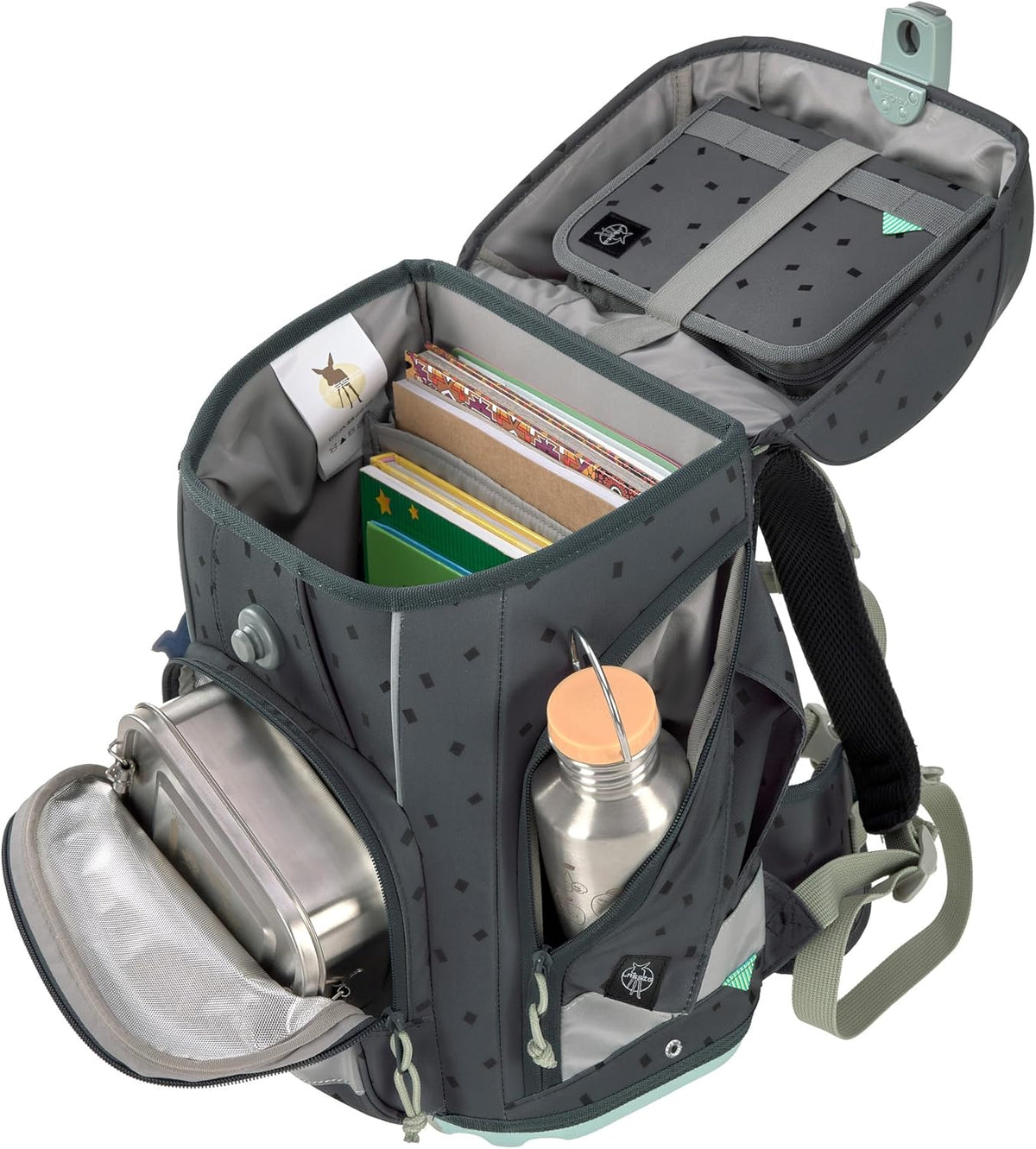 LÄSSIG 7-teiliges Schulranzen Set Kinder/School Set Boxy Unique Schwarz