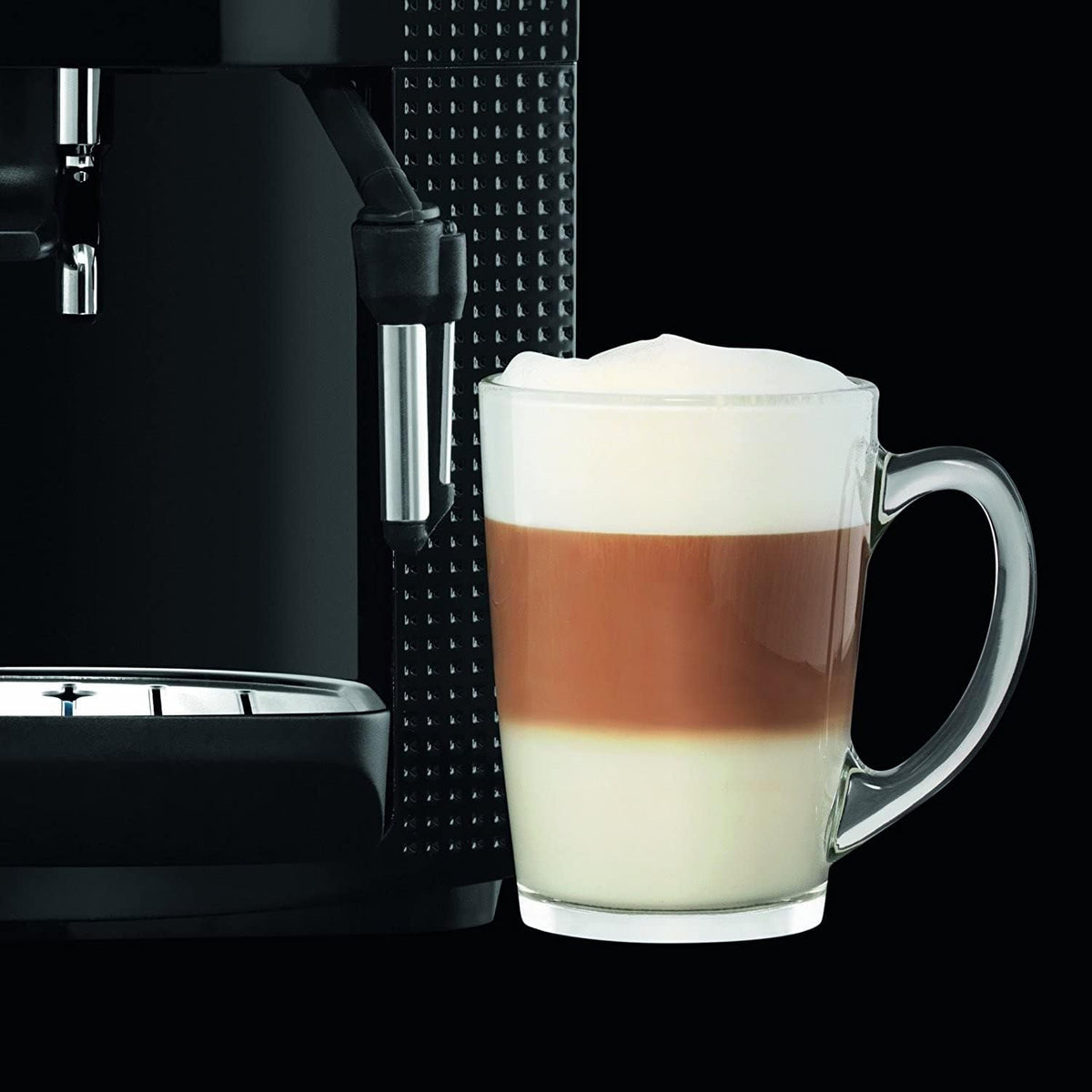Krups Arabica Picto Kaffeevollautomat, Milchschaumdüse, 2-Tassen-Funktion, Drehregler, Einfache Reinigung, Kaffeemaschine, Schwarz, EA810870