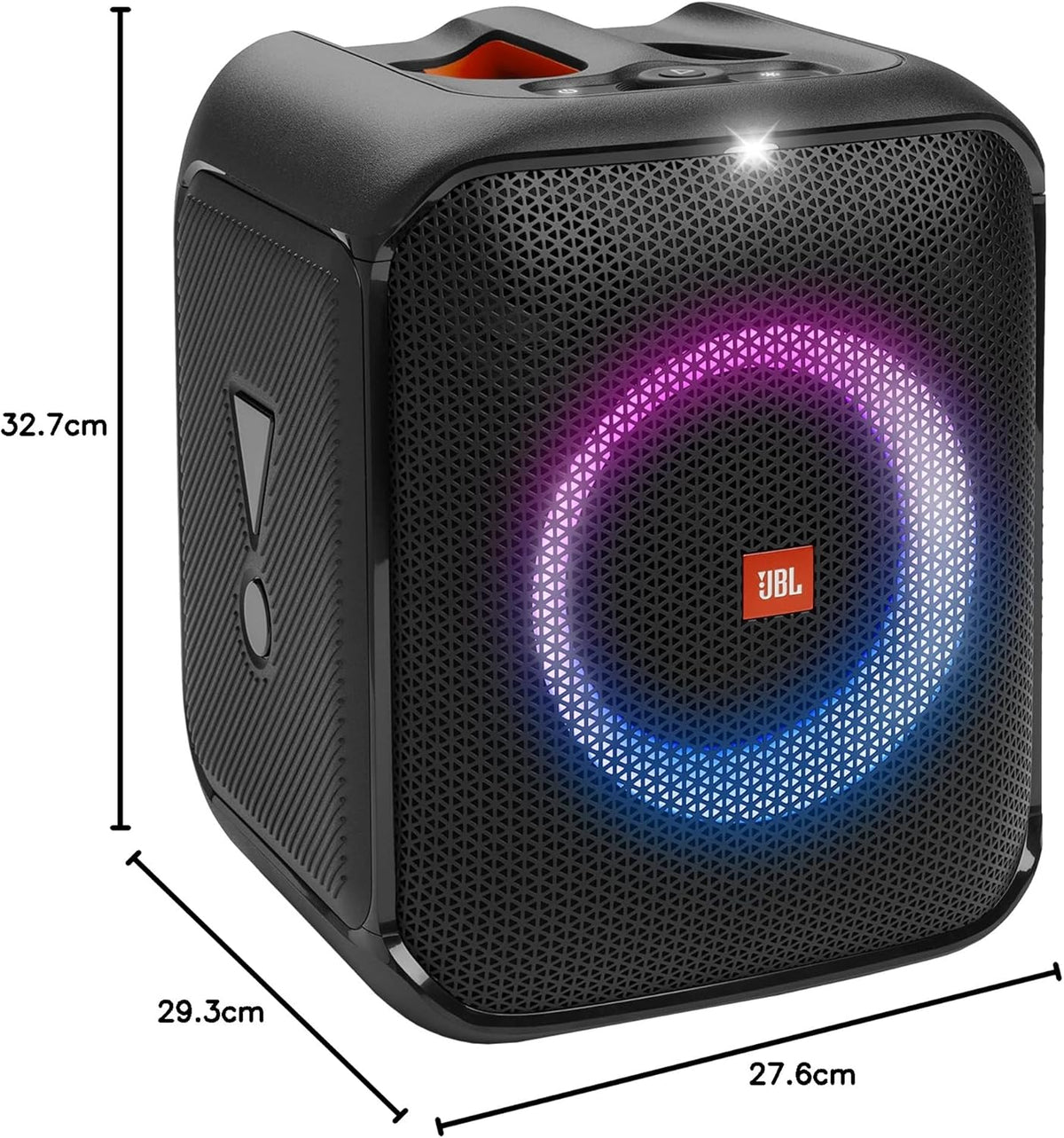 JBL PartyBox Encore – Tragbarer Party-Lautsprecher für drinnen und draußen – Mit eingebauten Lichtern, IPX4-Design und tiefem Bass – 10 Stunden Laufzeit – Schwarz